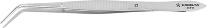 Excelta Tweezers 22 Angled 45° Medium Points, Guide Pin, Carbon/Nickel Plated Steel 4.5"