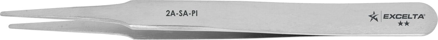 Excelta Tweezers 2A-SA-PI Straight Tapered, Round Fine Points, Anti-Magnetic, Stainless Steel 4.75"