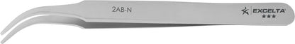 Excelta Tweezers 2A Straight Flat Round Tapered Points, Carbon Steel 4.75"