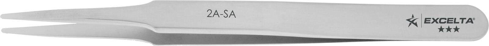 Excelta Tweezers 2A Straight Flat Round Tapered Points, Carbon Steel 4.75"