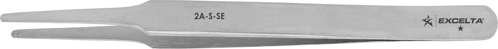 Excelta Tweezers 2A Straight Flat Round Tapered Points, Carbon Steel 4.75"