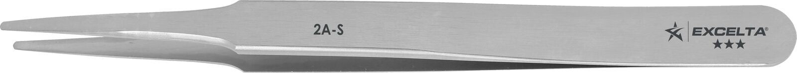 Excelta Tweezers 2A Straight Flat Round Tapered Points, Carbon Steel 4.75"