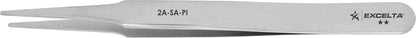 Excelta Tweezers 2A Straight Flat Round Tapered Points, Carbon Steel 4.75"