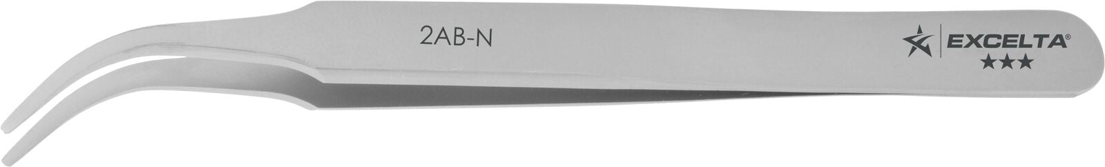 Excelta Tweezers 2AB-N Curved 43° Tapered Points, Round, Flat, Silver/Nicke 4.5"