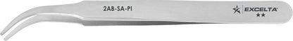 Excelta Tweezers 2AB-SA-PI 43° Curved, Flat Round Points, Anti-Magnetic, Stainless Steel 4.5"