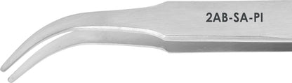 Excelta Tweezers 2AB-SA-PI 43° Curved, Flat Round Points, Anti-Magnetic, Stainless Steel 4.5"