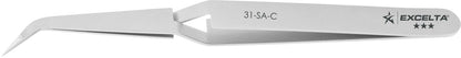 Excelta Tweezers 31-SA-C 45° Angled Fine Points, Anti-Mag, Neverust Steel 4.5"