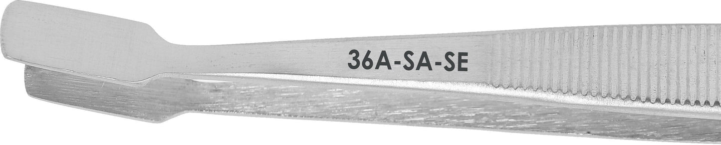 Excelta Tweezers 36A-SA-SE Offset Broad Flat Points, Anti-Mag, Stainless Steel 4.75"