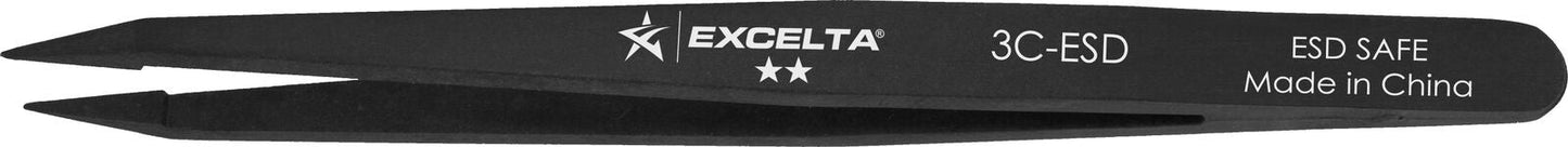 Excelta Tweezers 3C-ESD Straight Fine Points, Plastic 4.5"