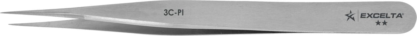 Excelta Tweezers 3C-PI Straight Very Fine Points, Carbon Steel 4.25"