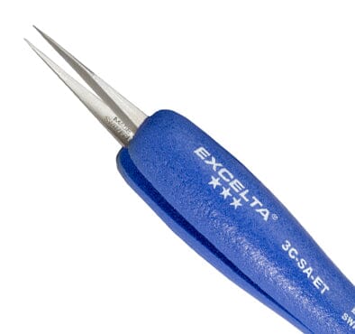 Excelta Tweezers 3C-SA-ET Straight Very Fine Points, Anti-Mag, Neverust 4.75"