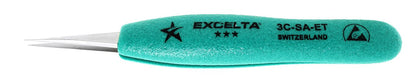 Excelta Tweezers 3C-SA-ET Straight Very Fine Points, Anti-Mag, Neverust 4.75"