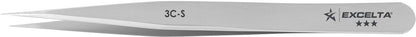 Excelta Tweezers 3C Straight Very Fine Points, Carbon Steel 4.25"