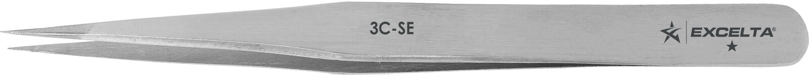 Excelta Tweezers 3C Straight Very Fine Points, Carbon Steel 4.25"