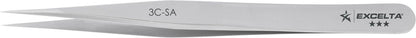 Excelta Tweezers 3C Straight Very Fine Points, Carbon Steel 4.25"