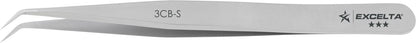 Excelta Tweezers 3CB-S Tapered 45° Angle, Bent Very Fine Points, Stainless Steel 4.25"