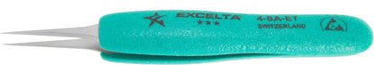 Excelta Tweezers 4-SA-ET Straight Tapered High Precision Points, Anti-Mag, Neverust Steel 4.75"