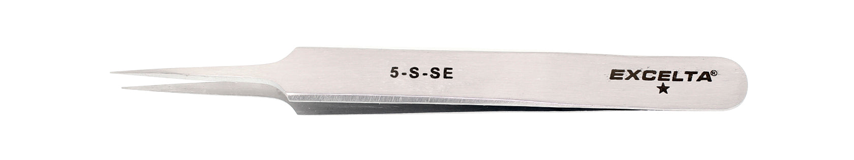 Excelta Tweezers 5-S-SE Straight Tapered, Very Fine Points, Stainless Steel 4.25"