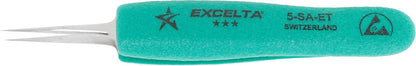 Excelta Tweezers 5-SA-ET Straight High Precision Tapered Points, Anti-Mag, Neverust Steel 4.75"