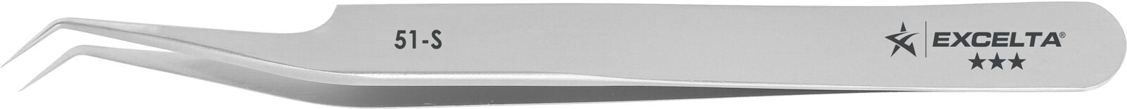 Excelta Tweezers 51-S 45° Bent Tapered, Oblique Very Fine Points, Stainless Steel 4.5"