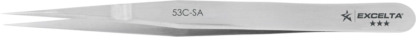 Excelta Tweezers 53C-SA Straight Very Fine Points, Anti-Crush, Anti-Mag Neverust Steel 4.25"