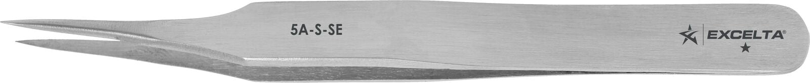 Excelta Tweezers 5A-S-SE 10* Angle Tapered, Offset Very Fine Points, Stainless Steel 4.5"