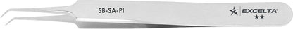 Excelta Tweezers 5A-SA-PI 45* Angle Tapered, Bent Very Fine Points, Anti-Mag, Stainless Steel 4.25"