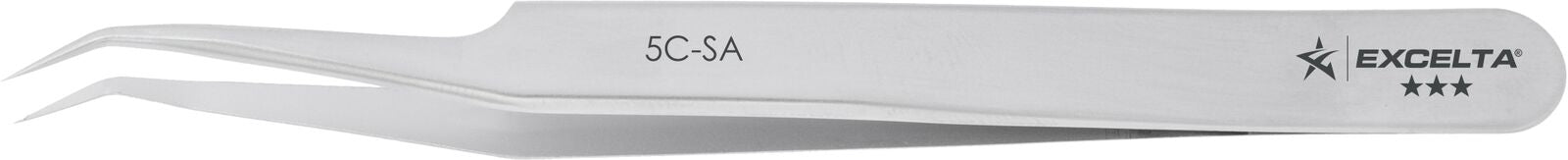 Excelta Tweezers 5C-SA 45° Tapered, Circumvented Obl. Very Fine Points, A-M Neverust Steel 4.5"