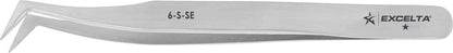 Excelta Tweezers 6-S-SE 70* Angled Tapered, Flat Sharp Points, Stainless Steel 4.5"