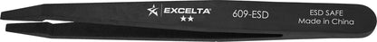 Excelta Tweezers 609-ESD Straight Flat Points, Plastic 4.625"