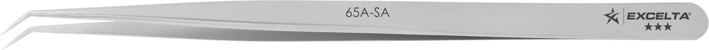 Excelta Tweezers 65A-SA 45° Bent Long, Oblique Very Fine Points, Anti-Mag Neverust Steel 5.5"