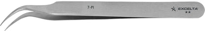 Excelta Tweezers 7-PI 45* , Curved Very Fine Points, Carbon Steel 4.5"