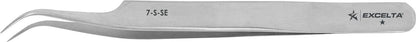 Excelta Tweezers 7-S-SE 45° , Curved Very Fine Points, Stainless Steel 4.5"