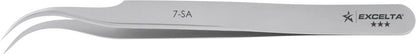 Excelta Tweezers 7-SA 45°, Curved Very Fine Points, Anti-Mag, Neverust Steel 4.5"