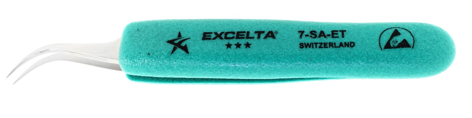 Excelta Tweezers 7-SA-ET 45° Curved Very Fine Points, Anti-Mag, Neverust Steel 5"