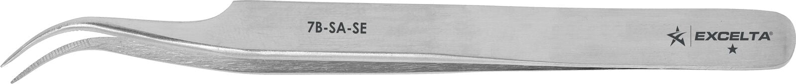 Excelta Tweezers 7B-SA-SE 45°, Curved Very Fine Points, Serrated Anti-Magnetic, Stainless Steel 4.5"