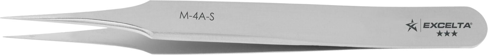 Excelta Tweezers M-4A-S Straight Tapered, Very Fine Points, Mini, Stainless Steel 3.5"