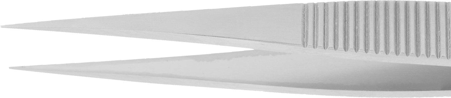 Excelta Tweezers M-AC Straight Tapered Medium Points, Mini, Carbon Steel 3.38"