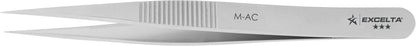 Excelta Tweezers M-AC Straight Tapered Medium Points, Mini, Carbon Steel 3.38"