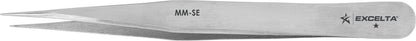 Excelta Tweezers MM-SE Straight Medium Points, Carbon Steel 4.75"