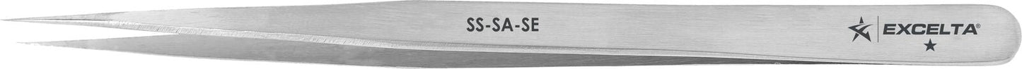 Excelta Tweezers SS-SA-SE Straight, Long Very Fine Points, Anti-Mag, Stainless Steel 5.5"