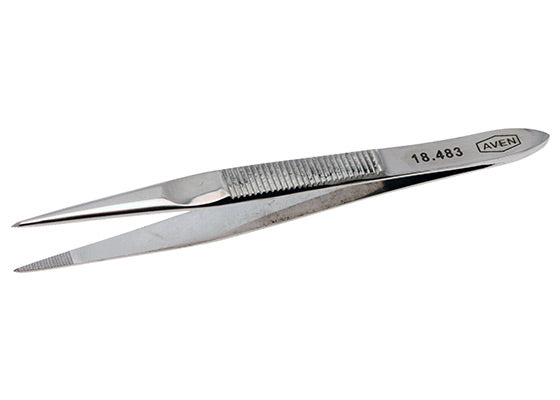 General Purpose Tweezers, Medium Sharp, Serrated Tips 3"