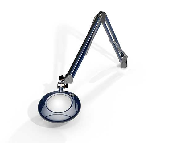 Green-Lite® 5" Round LED Magnifier 4 Diopter, 43" Reach, Table Edge Clamp, Spectre Blue