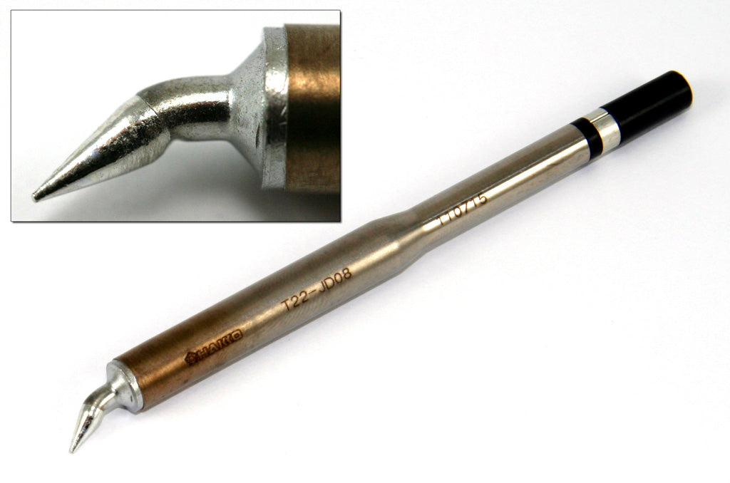 Hakko T22-JD08 Tip, Bent Chisel, 0.8mm/30° X 6.3mm X 4.5mm, Hd, FM-203 ...