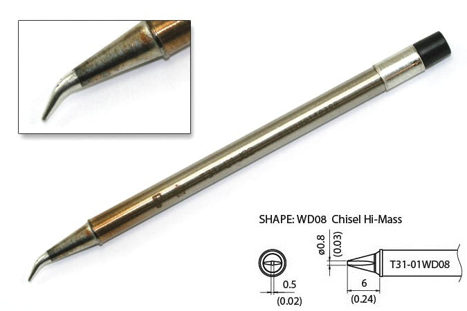 Hakko T31-01J02 Tip,Bent,R0.2mm/30&deg X 4mm X 11mm,IH,450&degC/840&degF,FX-1001