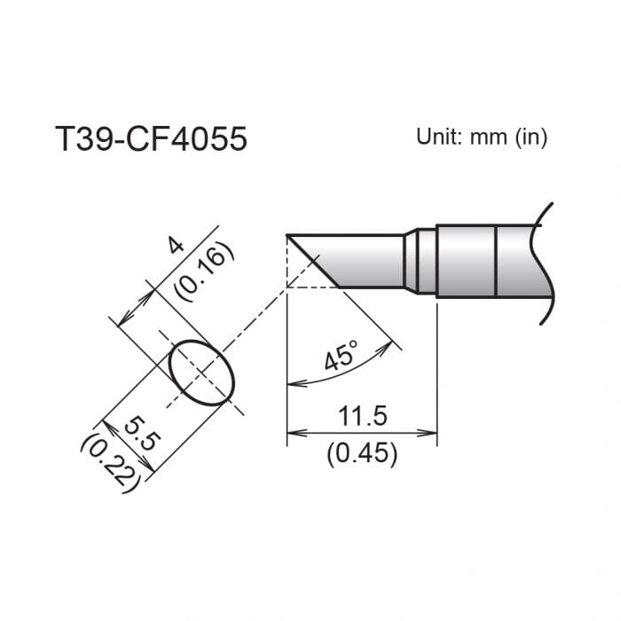 Hakko T39-CF4055 Bevel Soldering Tip