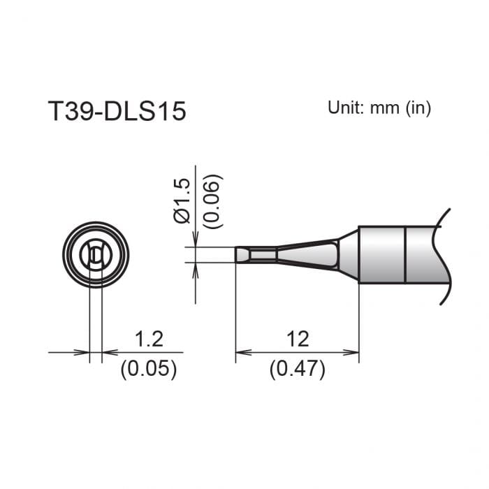Hakko T39-DLS15 Chisel Slim Soldering Tip