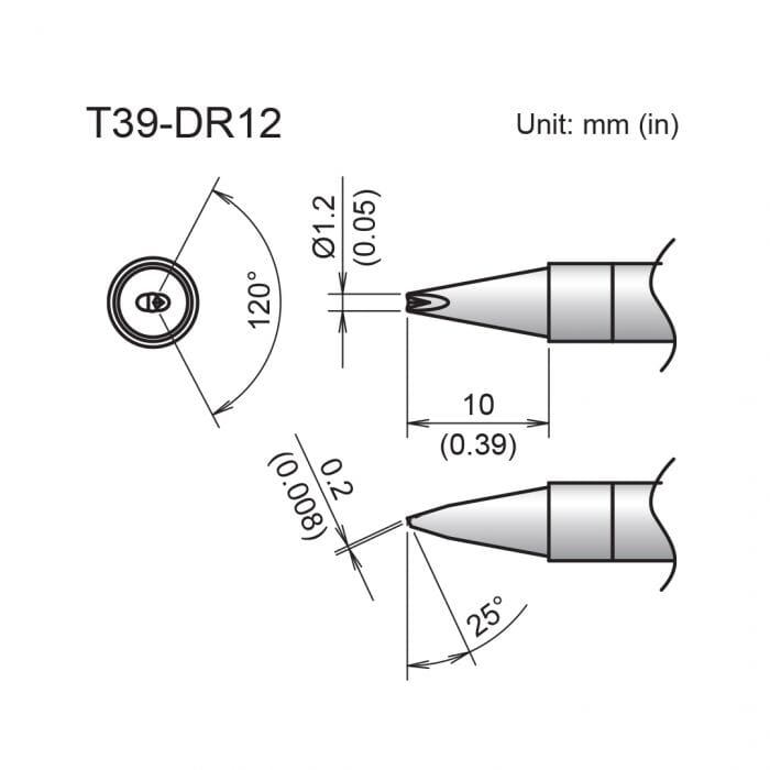 Hakko T39-DR12 Chisel V-Groove Soldering Tip