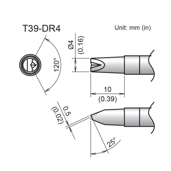 Hakko T39-DR4 Chisel V-Groove Soldering Tip