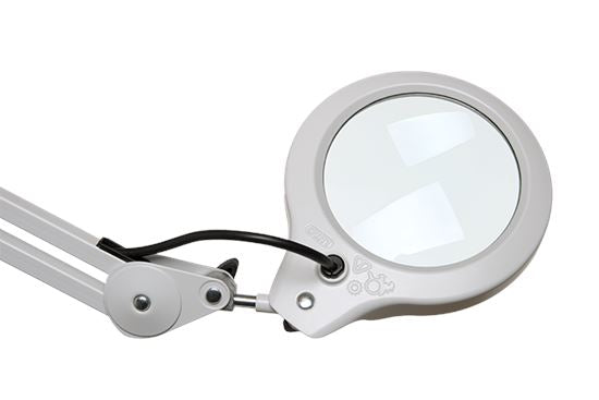 Luxo LFM LED G2 Round Magnifier 5 Diopter 30 inch Clamp Light Grey SMT Supplies